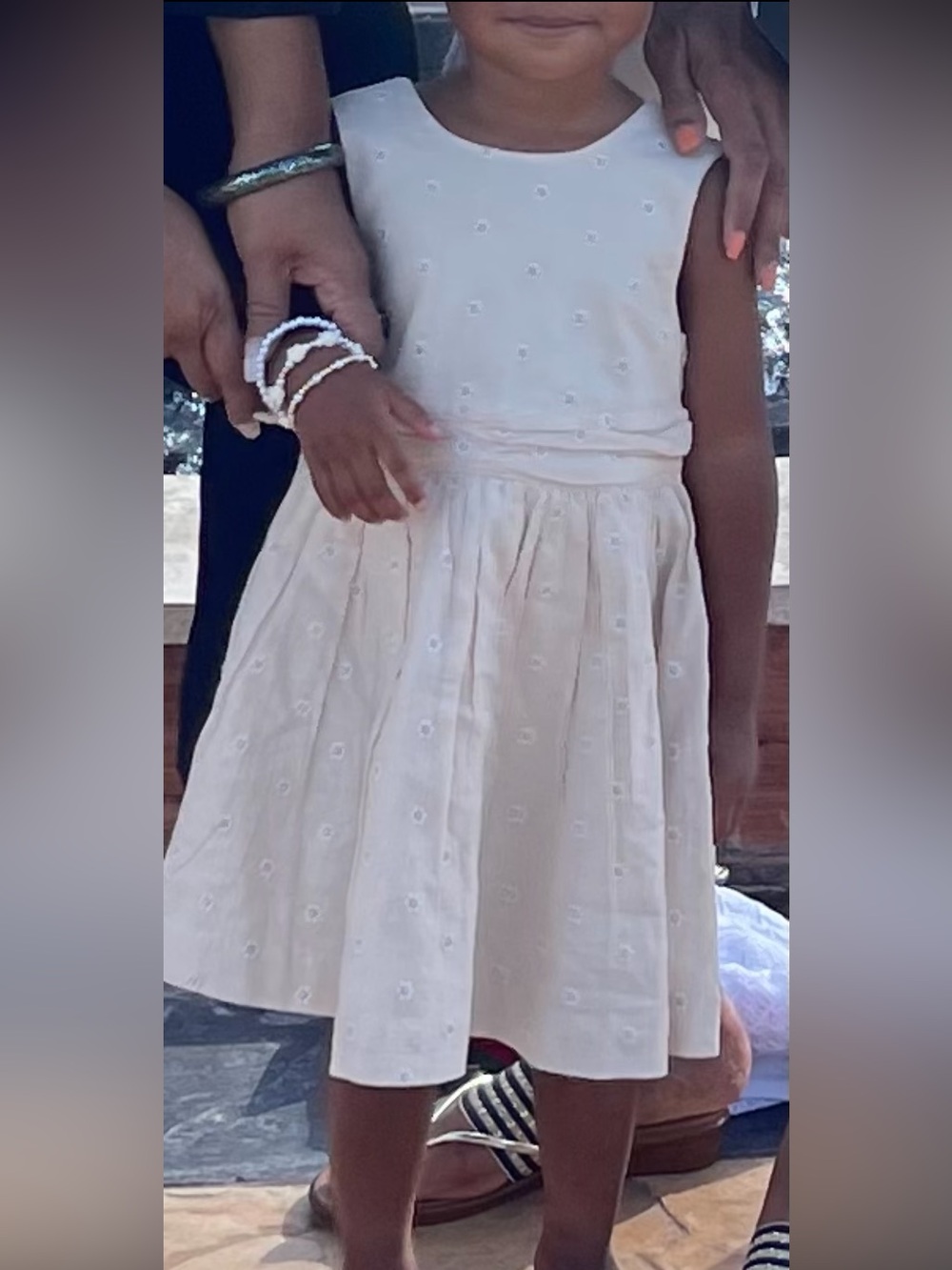 NEXT Kids Cream Linen-Cotton dress